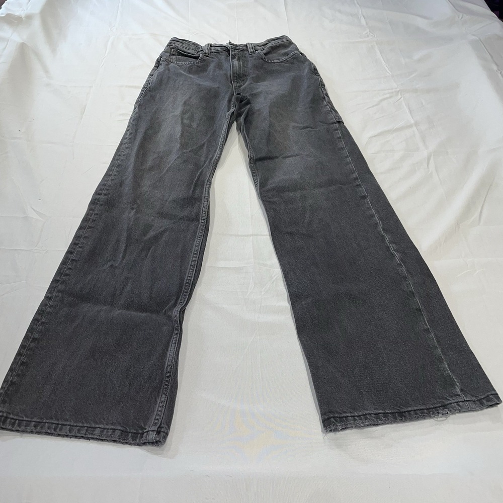 We The Free Tinsley Baggy High Rise Straight Leg Jeans Washed Black Size 25